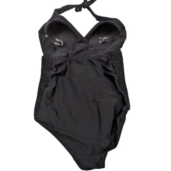 Motherhood Maternity One Piece Black Halter Ruched Swimsuit Medium - Picture 9 of 12